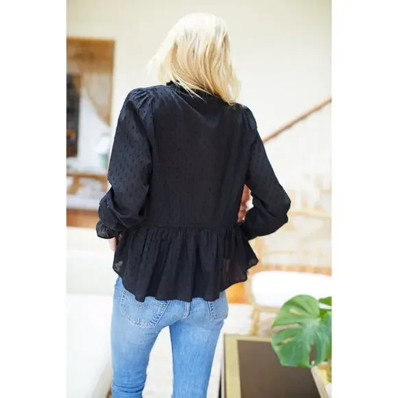 Emerson Fry Lucybella Textured Top Black Sz XS/S Victorian - Picture 3 of 9